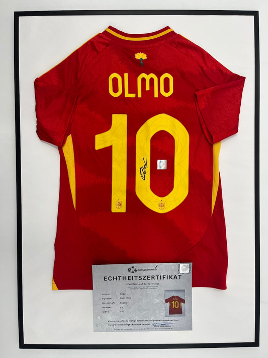 Spanien Trikot Dani Olmo signiert im Rahmen Adidas COA 140