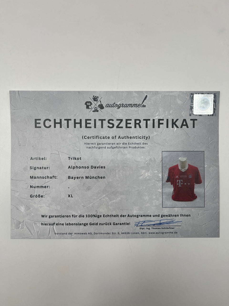 Bayern München Trikot Alphonso Davies signiert Autogramm Adidas COA XL