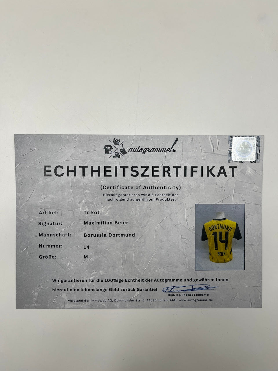 Borussia Dortmund Authentic Jersey Maximilian Beier signed BVB Puma M