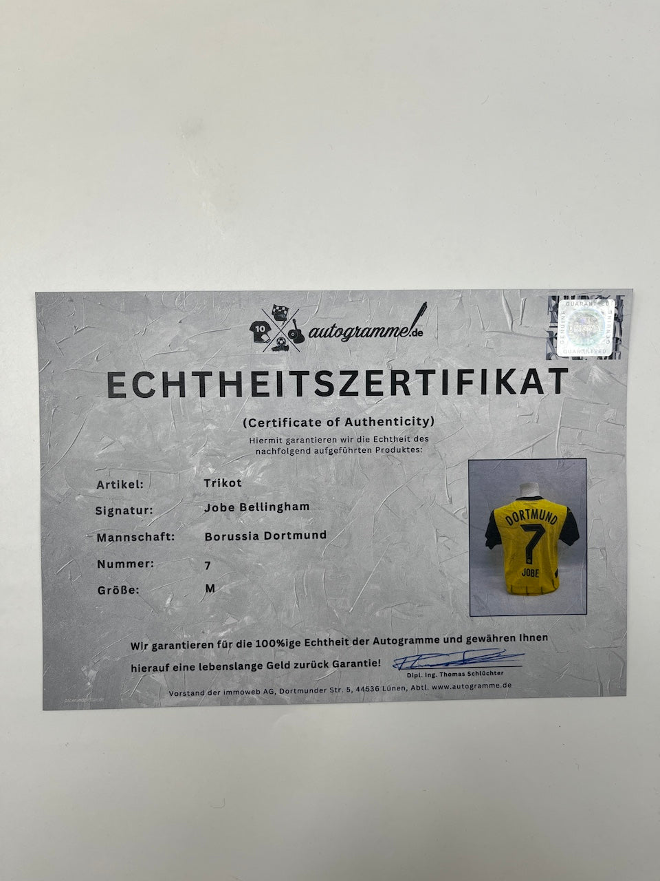Borussia Dortmund Authentic Trikot Jobe Bellingham signiert BVB Puma M