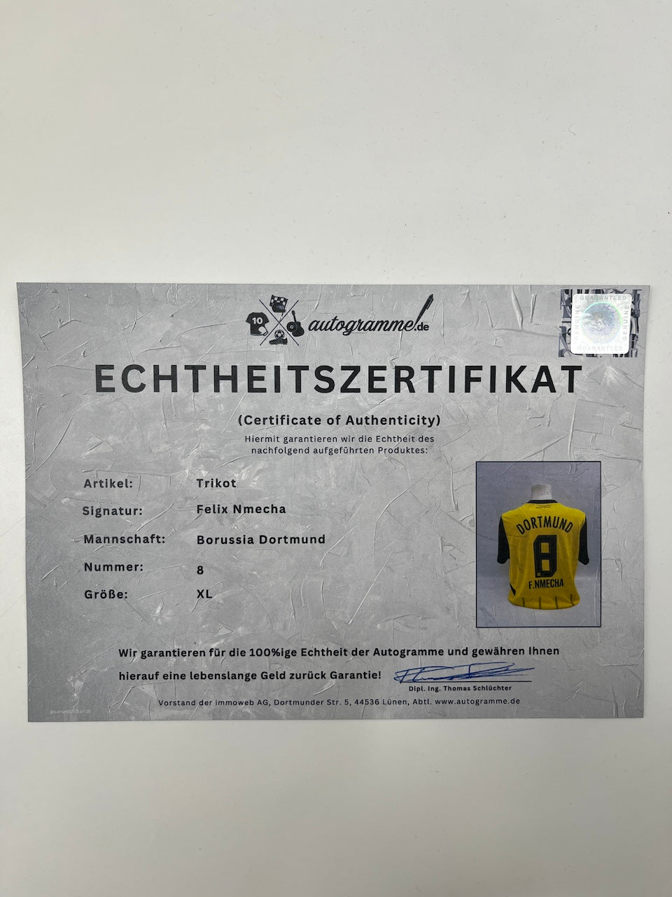 Borussia Dortmund jersey signed by Felix Nmecha, BVB Puma, new, XL