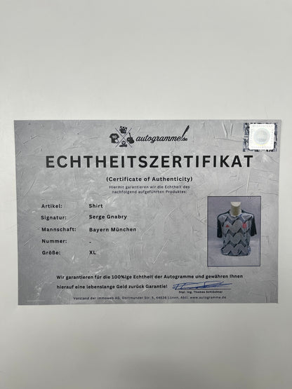 Bayern Munich shirt signed by Serge Gnabry, FCB Adidas, XL