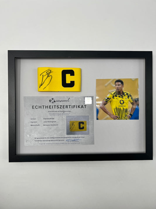 Kapitänsbinde Jobe Bellingham signiert im Rahmen Borussia Dortmund COA
