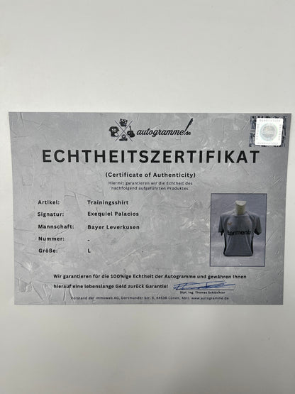 Bayer Leverkusen training shirt Exequiel Palacios signed Castore L