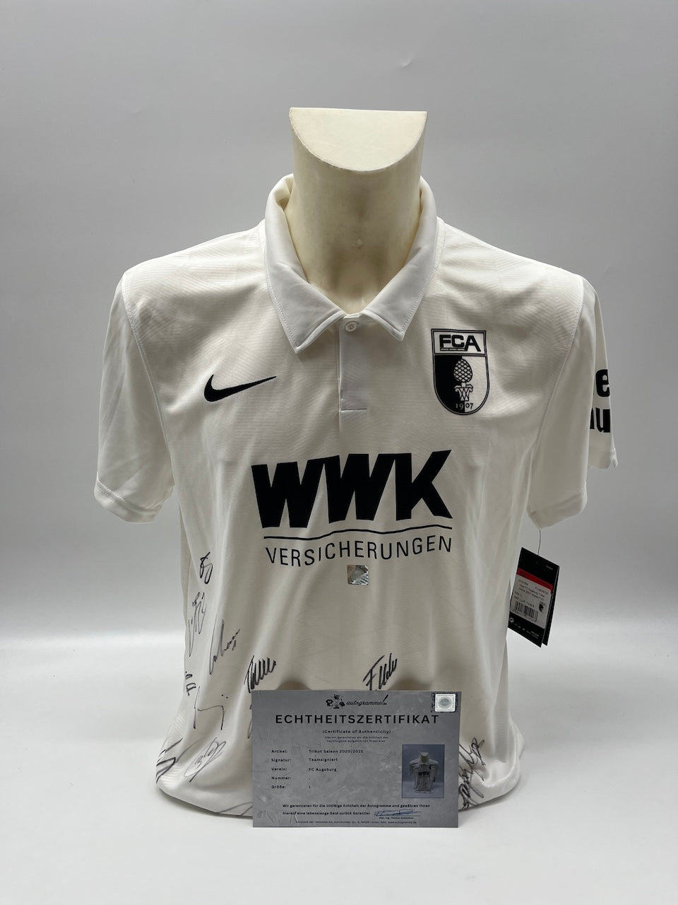 FC Augsburg Jersey 2020/2021 Team Signed COA Nike L