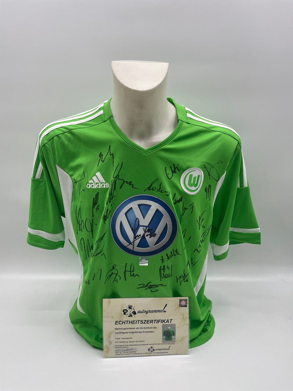 VFL Wolfsburg Jersey 2011/2012 Team Signed Autograph Adidas COA L