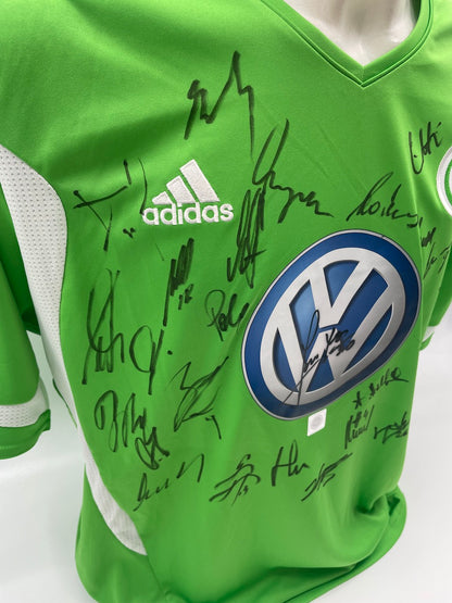 VfL Wolfsburg jersey 2011/2012 team signed autograph adidas coa l