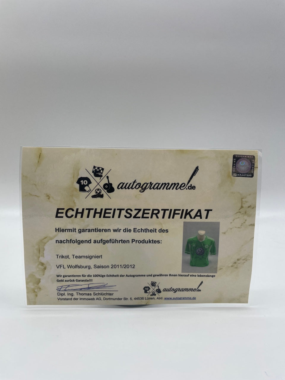 VfL Wolfsburg jersey 2011/2012 team signed autograph adidas coa l