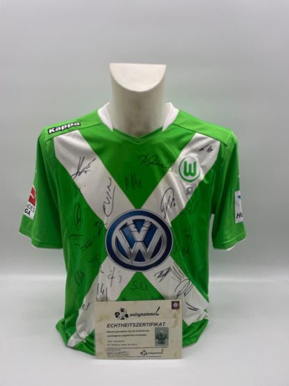 VfL Wolfsburg Trikot 2014/2015 team signed autograph Kappa Coa L