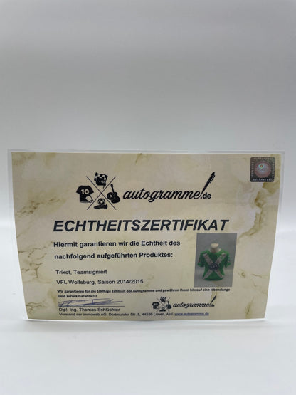 VfL Wolfsburg Trikot 2014/2015 team signed autograph Kappa Coa L