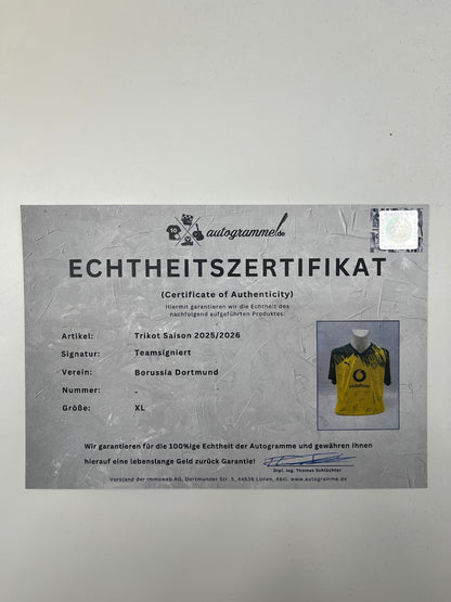 BVB jersey 2025/2026 team signed Borussia Dortmund COA Puma XL
