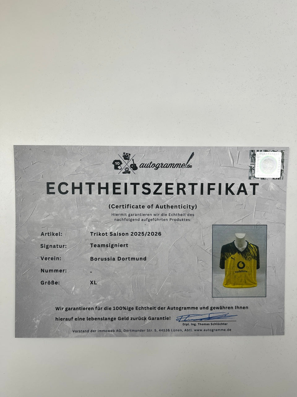 BVB Jersey 2025/2026 Team Signed Borussia Dortmund New Puma XL