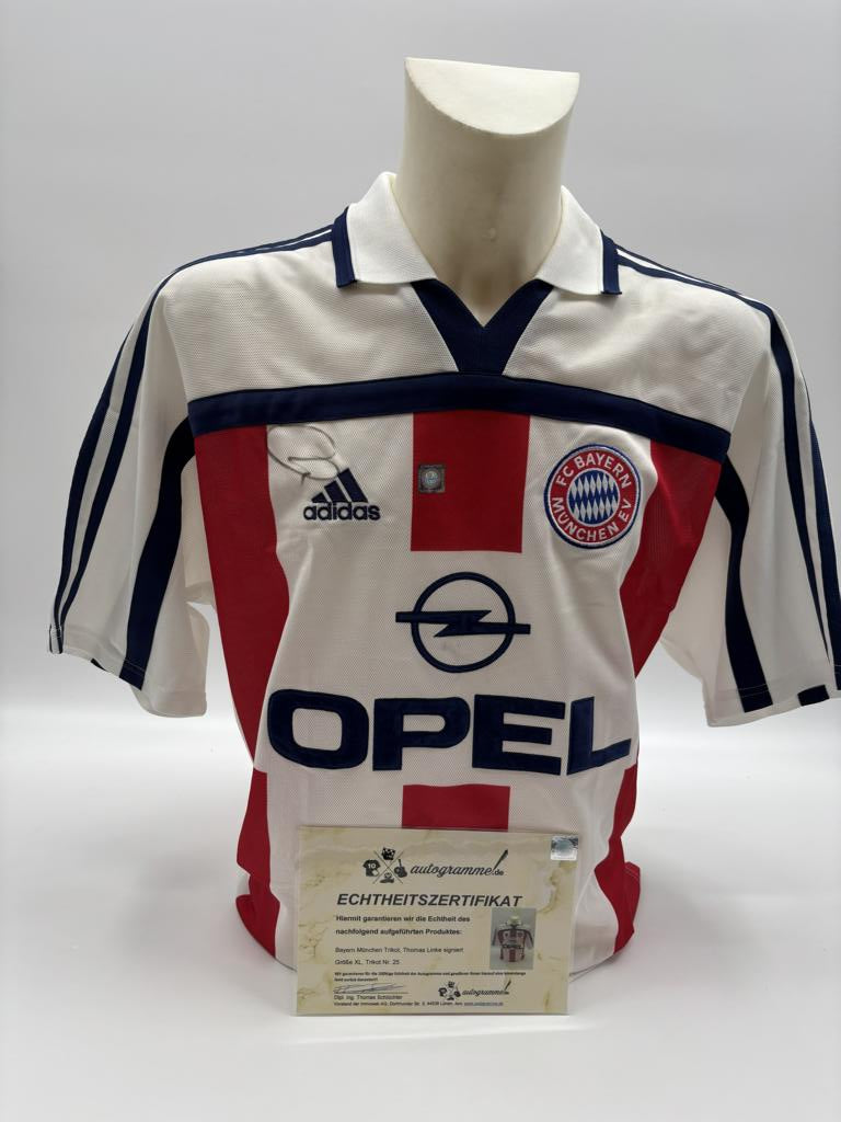 Bayern Munich jersey Thomas Linke signed autographs Bundesliga Adidas XL