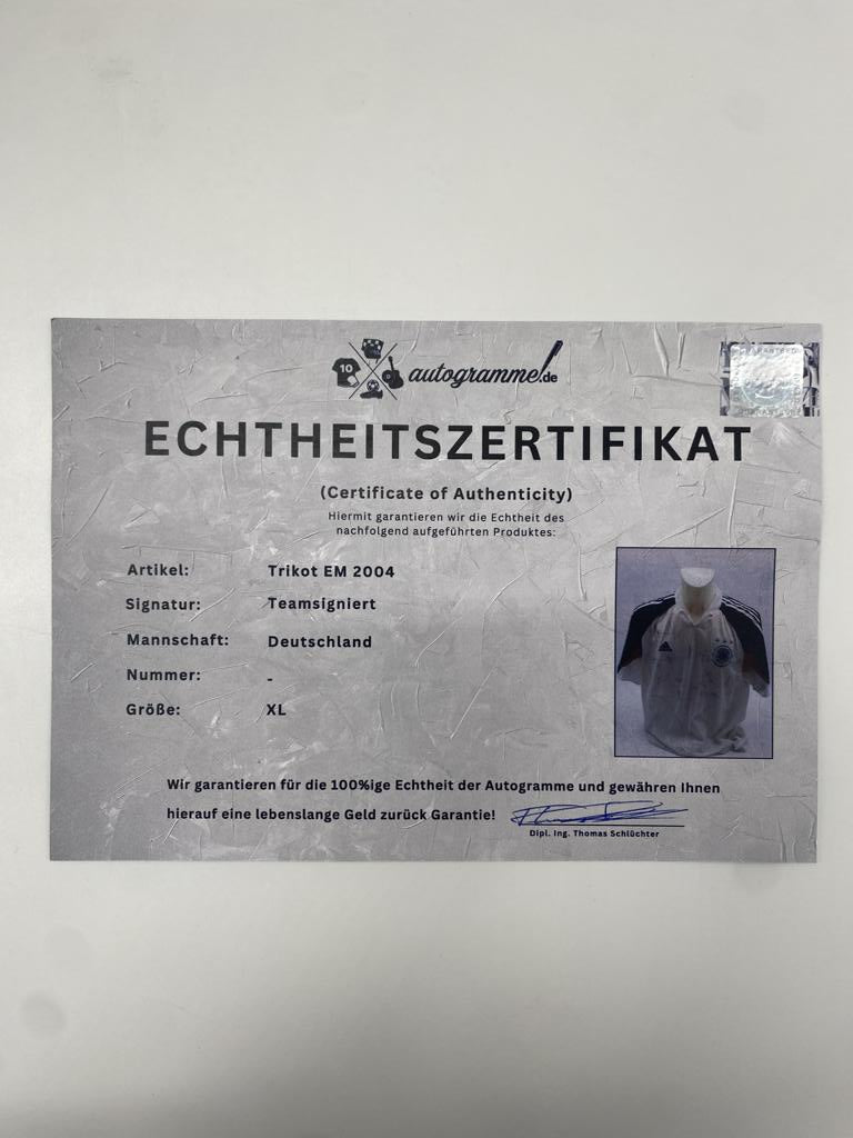 Germany Jersey Euro 2004 Team Signed DFB Adidas XL