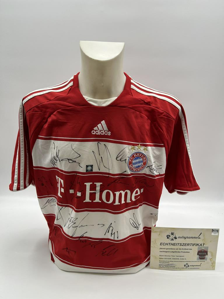 Bayern Munich Jersey 2007/2008 and 2008/2009 Team Signed Bundesliga COA Adidas XL