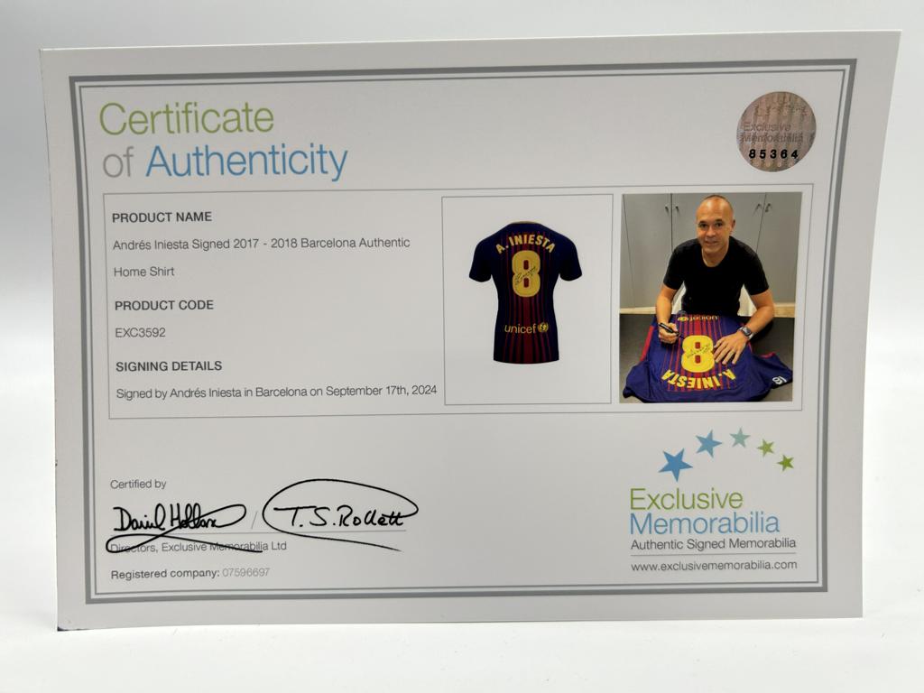 FC Barcelona Jersey Andres Iniesta signed autograph LaLiga Nike COA S