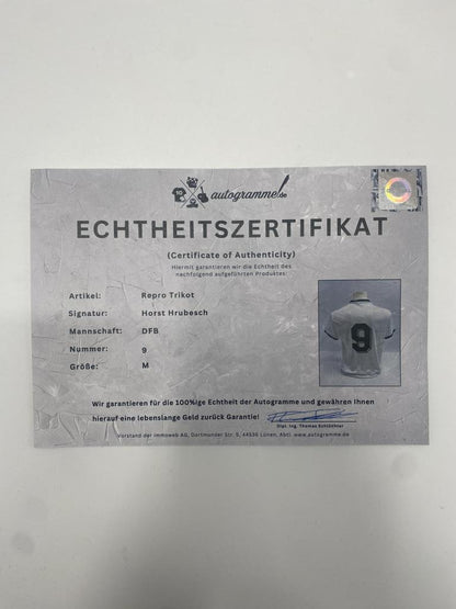 DFB jersey Horst Hrubesch signed Adidas COA Germany Autograph M