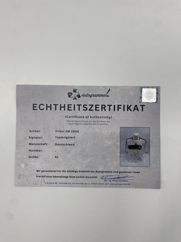 Germany Jersey Euro 2008 Team Signed DFB Adidas XL