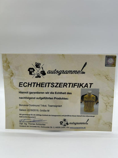 BVB Trikot 2018/2019 team signed Borussia Dortmund Coa Neu Puma M