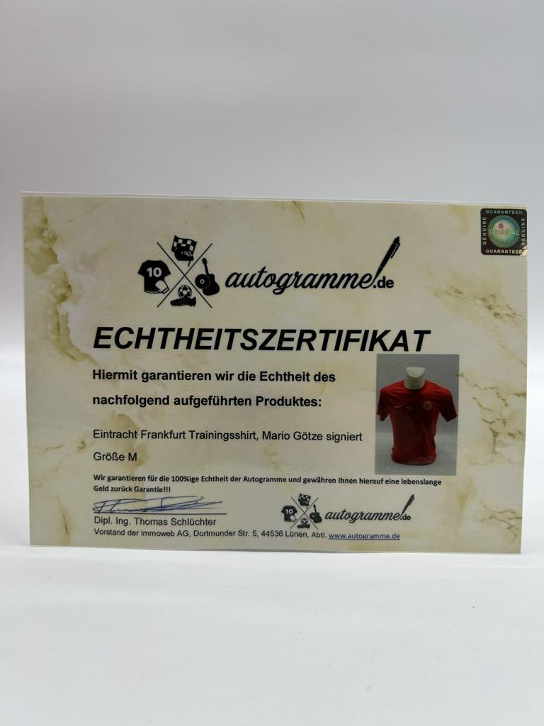 Eintracht Frankfurt training shirt Mario Götze signed autograph COA Nike M