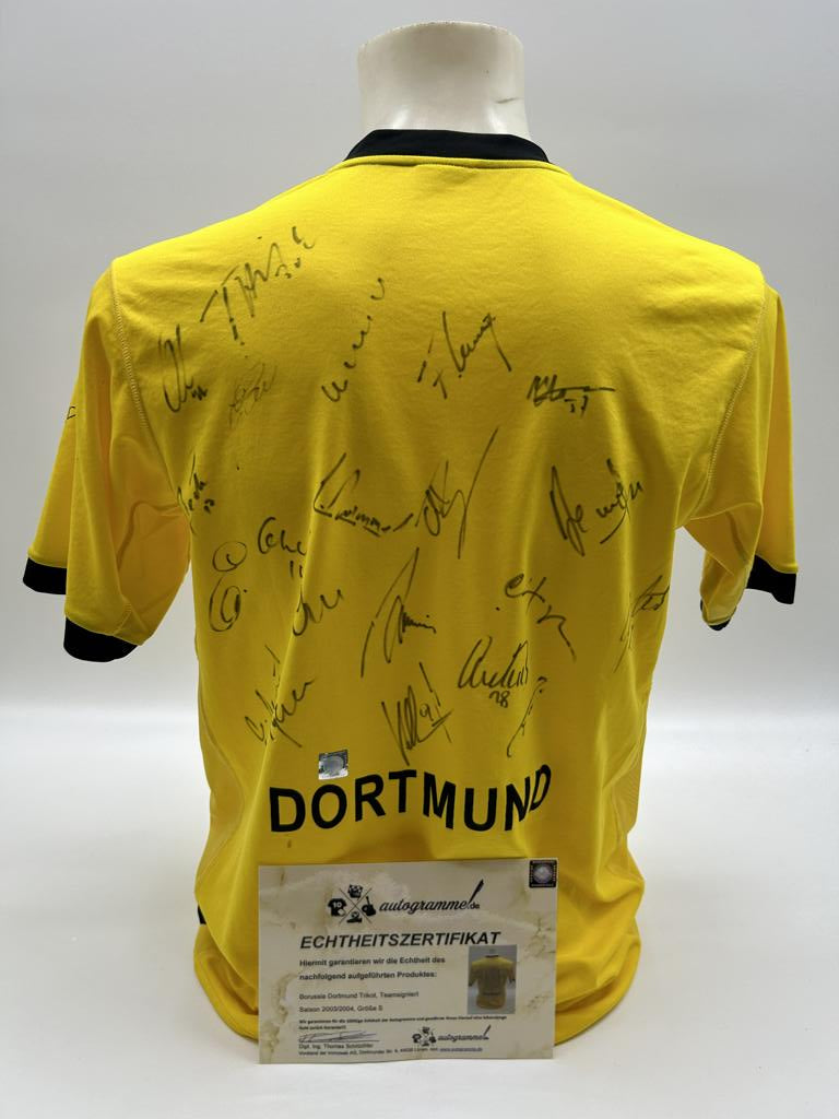 BVB jersey 2003/2004 team signed Borussia Dortmund COA goool S