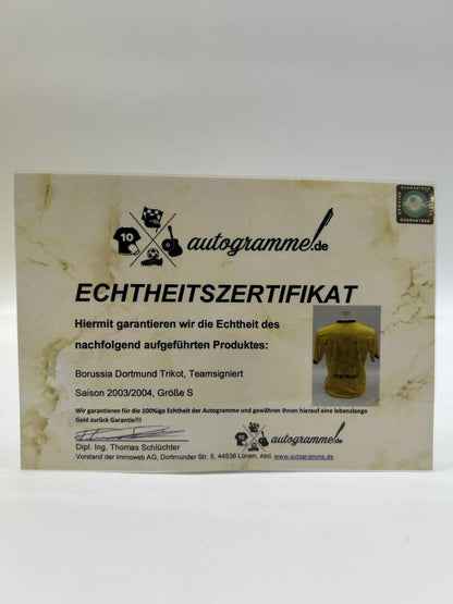 BVB Trikot 2003/2004 team signed Borussia Dortmund Coa Goool S