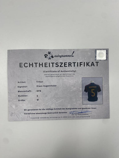 DFB jersey signed by Klaus Augenthaler, Adidas COA Germany autograph M