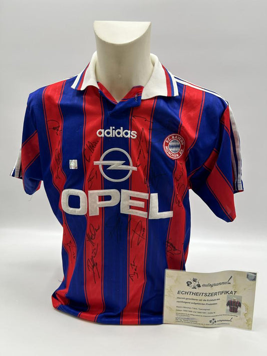 Bayern München Trikot 1995/1996 und 1996/1997 Teamsigniert Bundesliga COA Adidas M