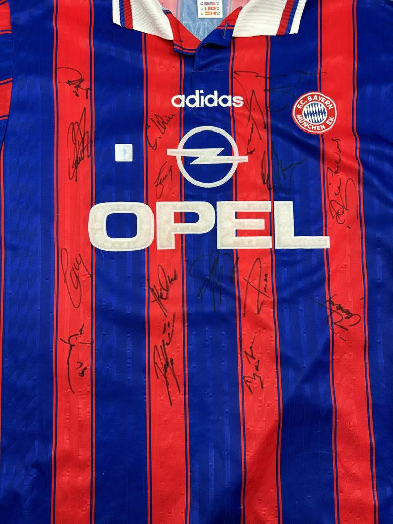 Bayern München Trikot 1995/1996 und 1996/1997 Teamsigniert Bundesliga COA Adidas M