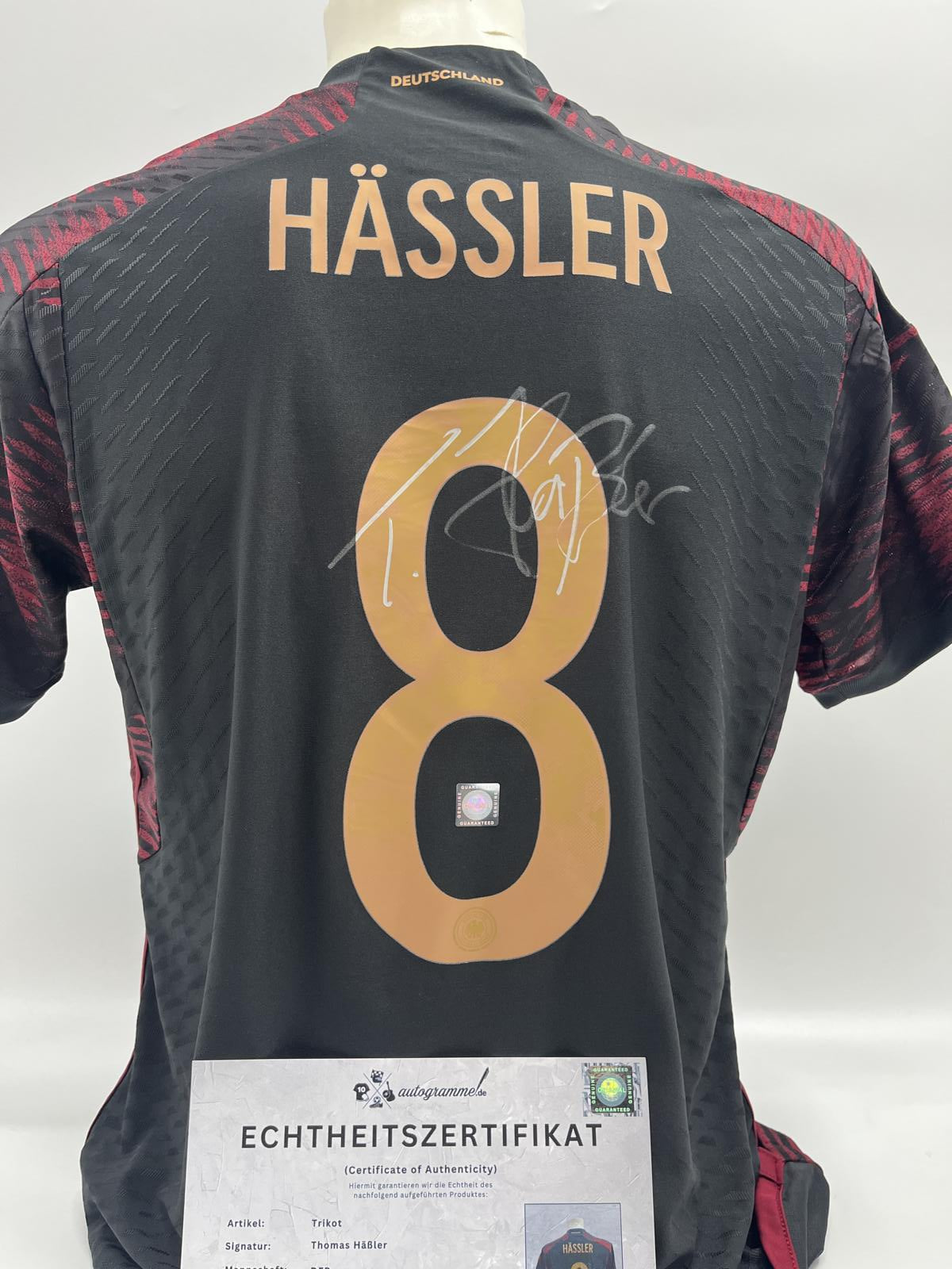 DFB Trikot Thomas Häßler signiert Adidas COA Deutschland Autogramm M