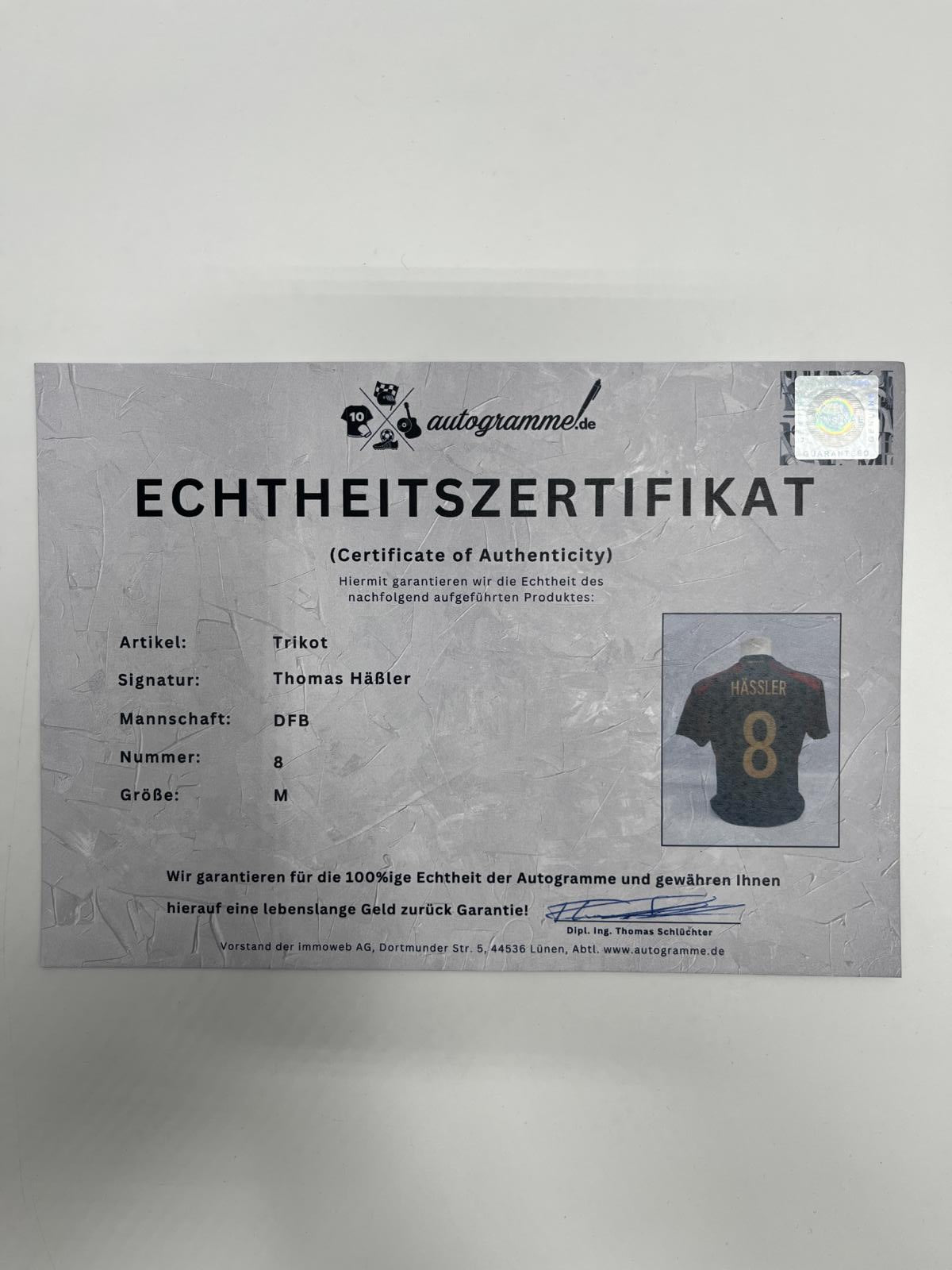 DFB jersey Thomas Häßler signed Adidas COA Germany Autograph M
