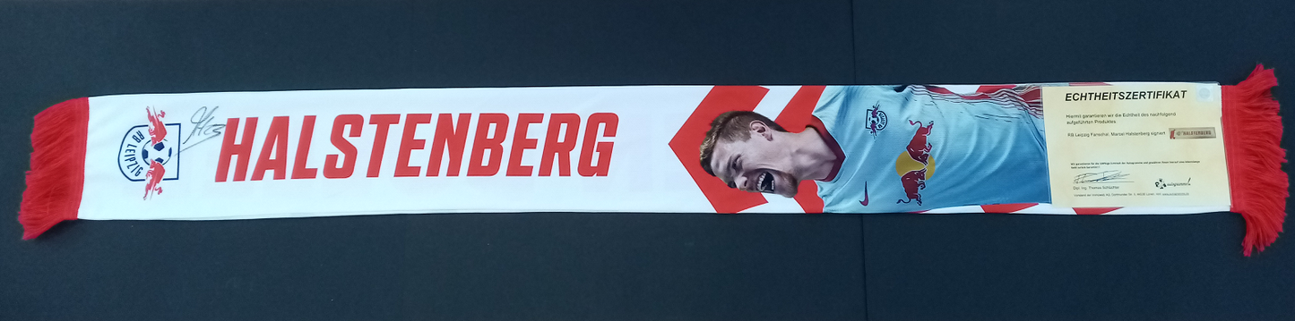 RB Leipzig Fan Scarf Halstenberg signed COA Autograph Football Scarf Red Bull