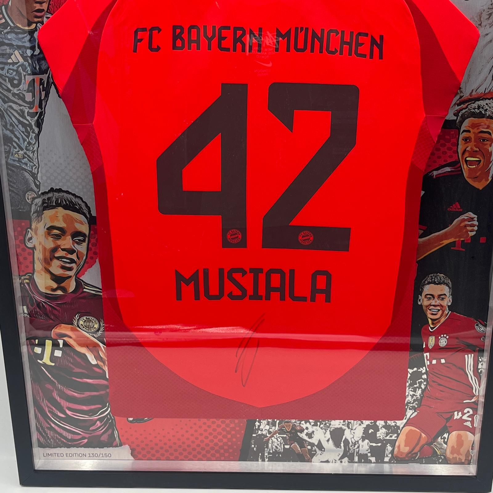 Bayern München Trikot Jamal Musiala signiert im Nielsen-Rahmen COA Adidas