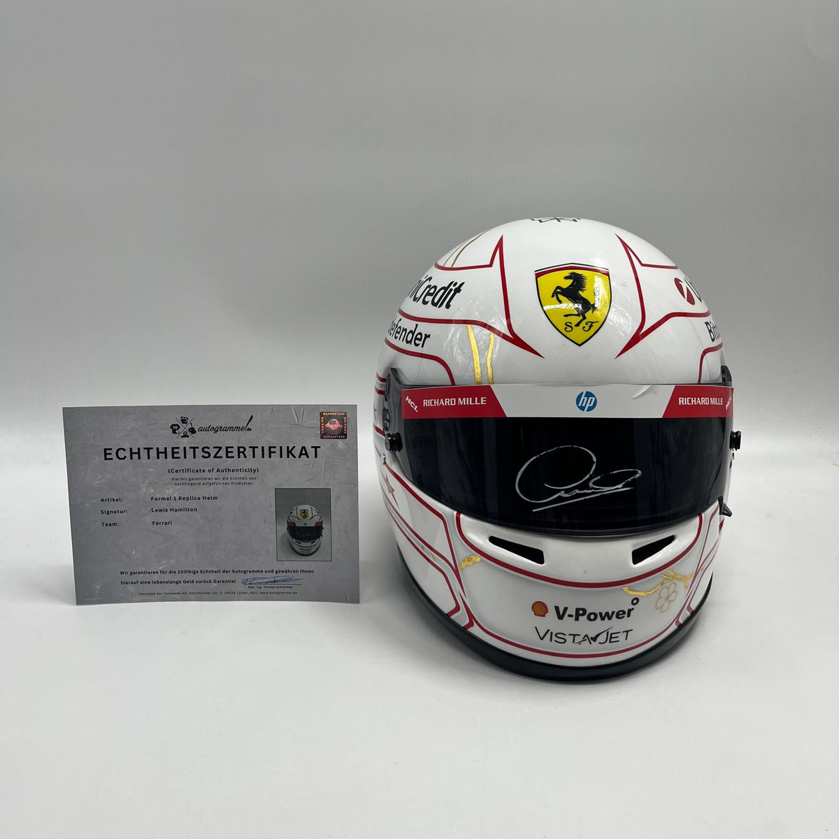 Lewis Hamilton Formel 1 Helm Unterschrift und Echtheitszertifikat 1:1