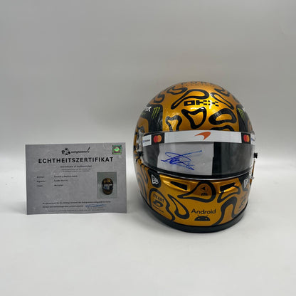 Lando Norris Formel 1 Helm Unterschrift und Echtheitszertifikat 1:1