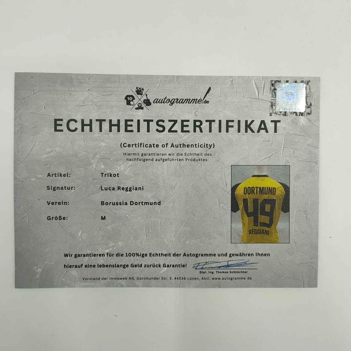 Borussia Dortmund Trikot Luca Reggiani signiert BVB Puma M 25/26