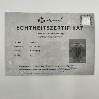 RB Leipzig Trikot 24/25 Xavi Simons signiert Autogramm Puma COA S