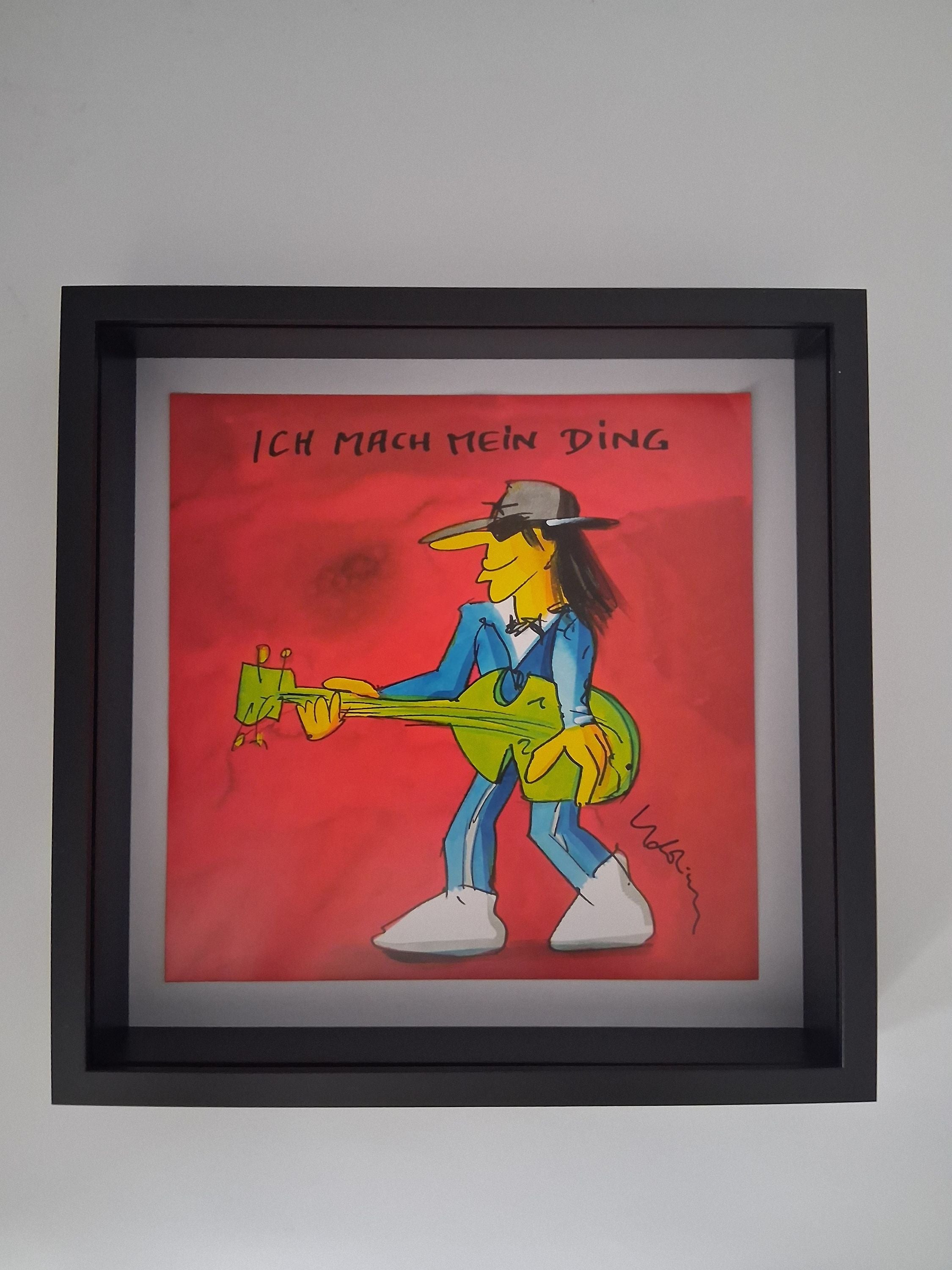 Udo Lindenberg limited edition screen print in frame, Udopium art print, signed graphic 