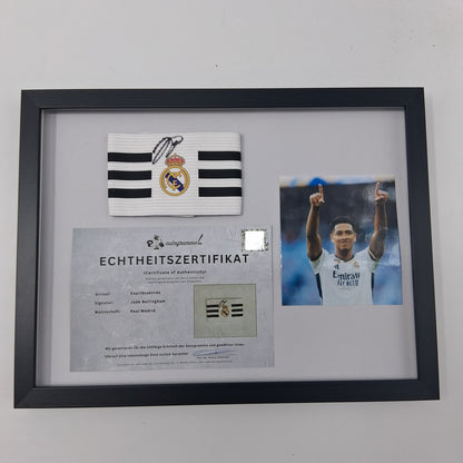 Kapitänsbinde Jude Bellingham signiert im Rahmen Real Madrid Autogramm England