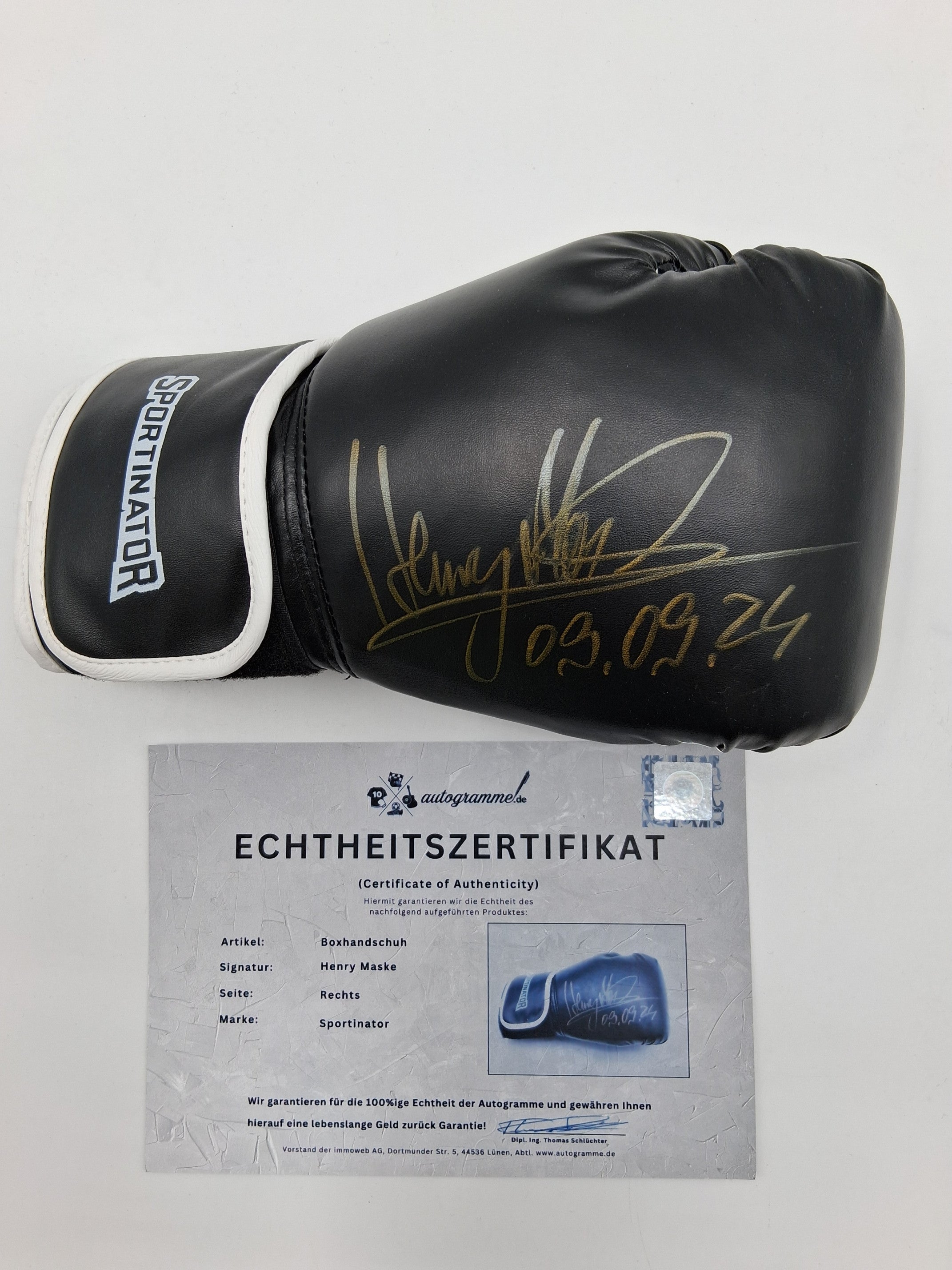 Henry Maske boxing glove signed autograph boxing COA