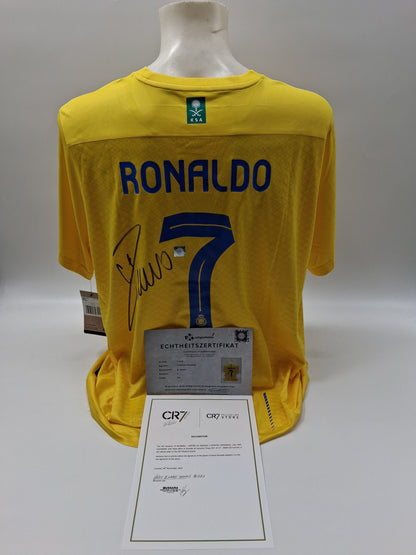 Al Nassr FC jersey Cristiano Ronaldo signed autograph COA football XXL