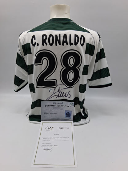 Sporting Lisbon jersey signed by Cristiano Ronaldo, autographed football COA XL