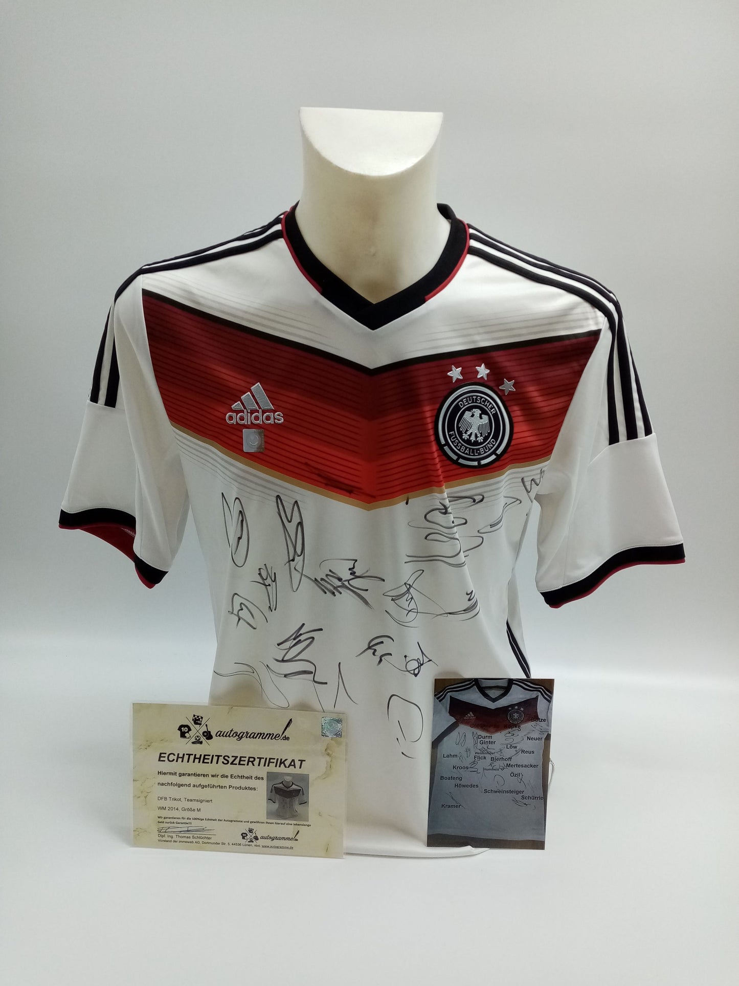 Deutschland Trikot WM 2014 Teamsigniert Fußball DFB Weltmeister Adidas COA M