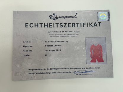 Charles Leclerc Formula 1 replica racing suit Ferrari signed Las Vegas 2023 m
Max Verstappen Repro Formula 1 racing suit with signature autograph m