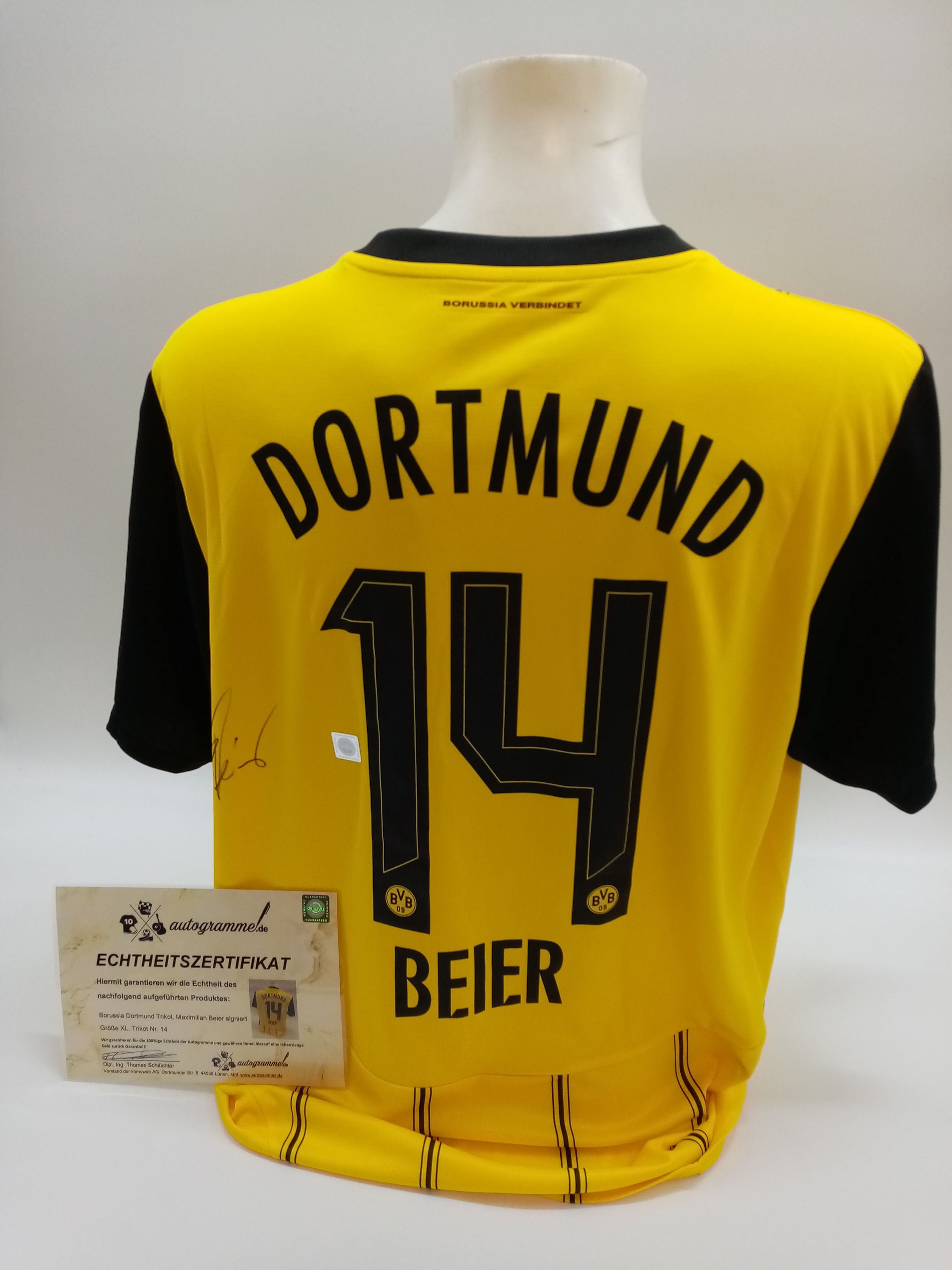 Borussia Dortmund jersey Maximilian Beier signed BVB autograph Puma Coa XL