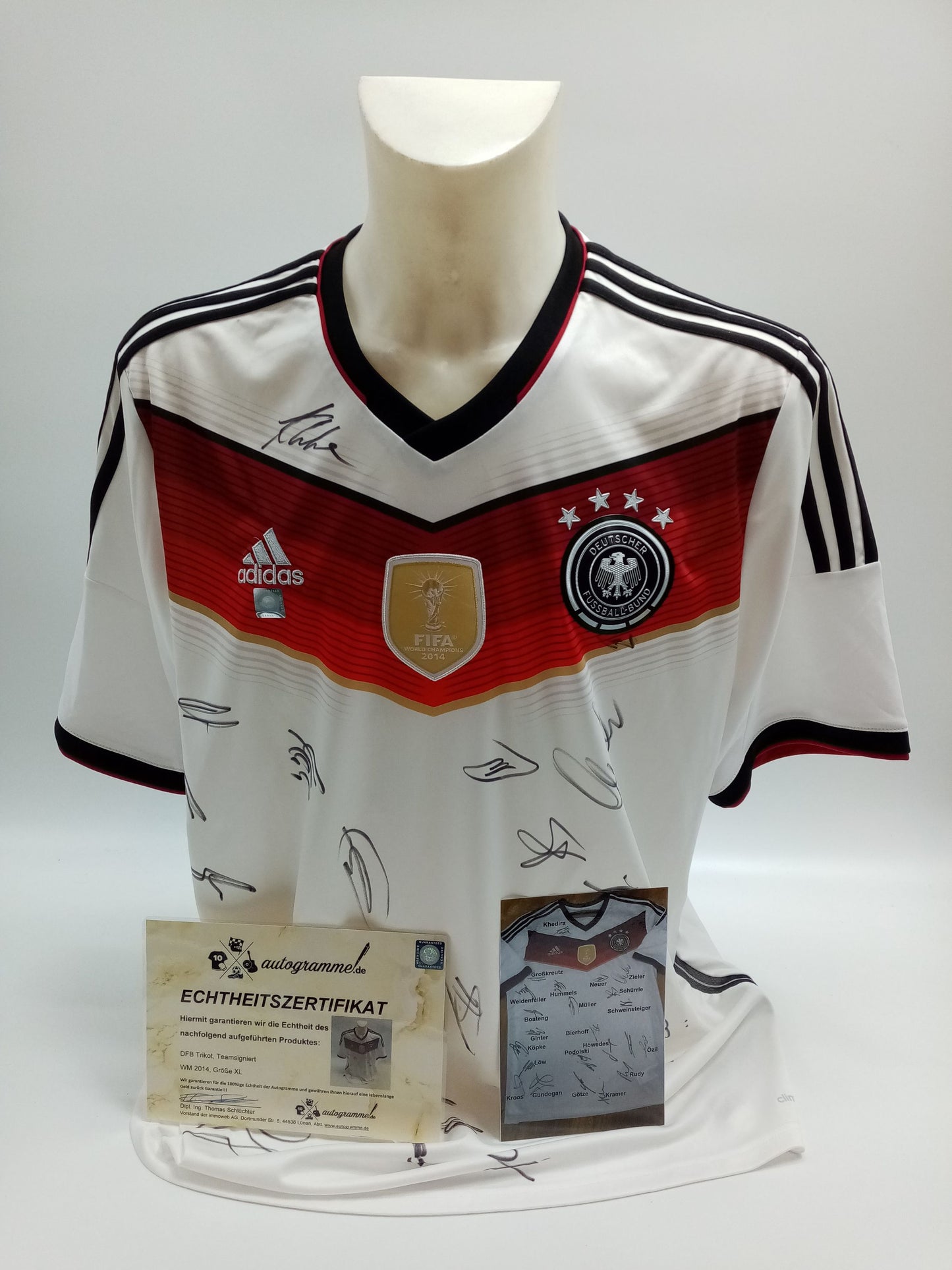 Deutschland Trikot WM 2014 Teamsigniert Fußball DFB Weltmeister CAD Adidas XL