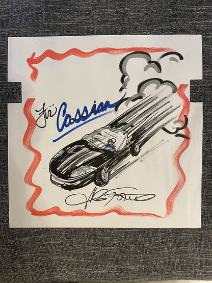 Unique drawing sports car by Charles Fazzino 36x36cm signed autograph