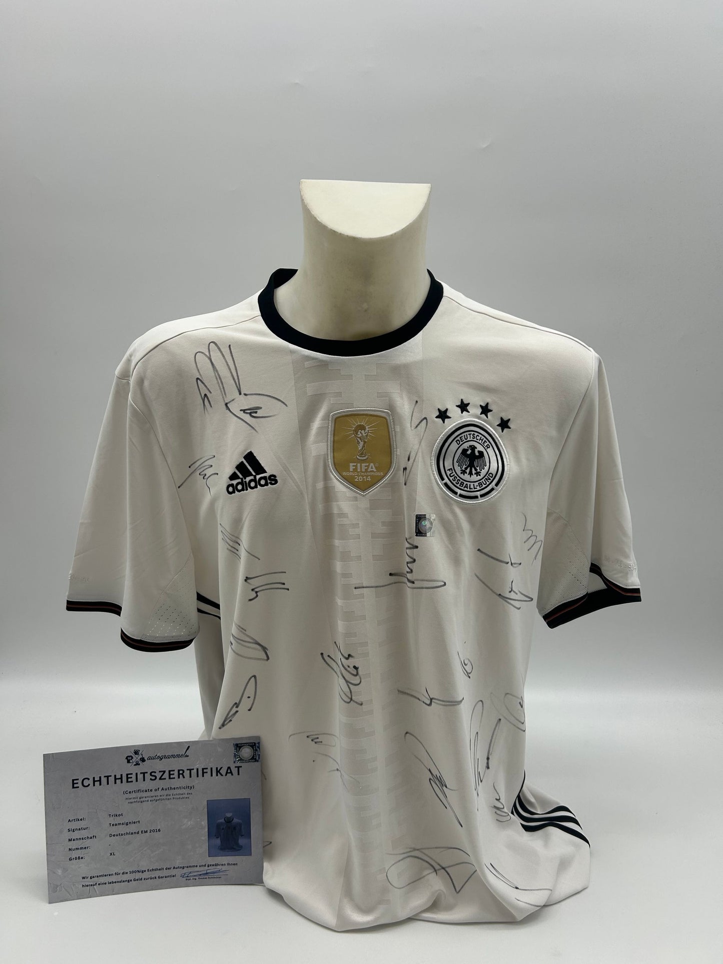 Deutschland Trikot EM 2016 Teamsigniert DFB Fußball  COA Adidas Autogramm  XL