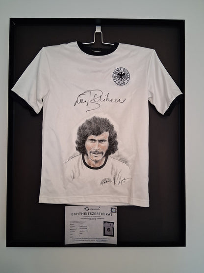 DFB Trikot Portrait Paul Breitner handgemalt und signiert S