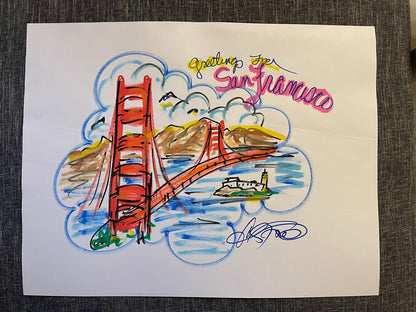 Unique drawing San Francisco by Charles Fazzino 50x65cm Signed autograph